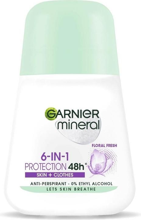 Garnier 6In1 Protection 48H Skin And Clothes Roll-On Antiperspirant Ball Floral Fresh 50Ml (Roll-on, 50 ml)