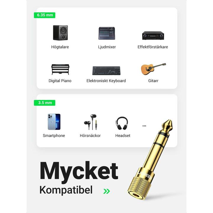 Immagine prodotto Ugreen Spina jack da 6,35 mm a presa da 3,5 mm (Adattatore jack)