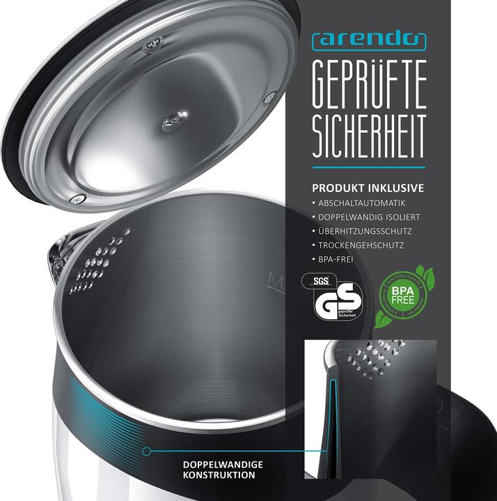 Produktbild Arendo Wasserkocher mit Temperatureinstellung & Warmhaltefunktion (0.50 l)