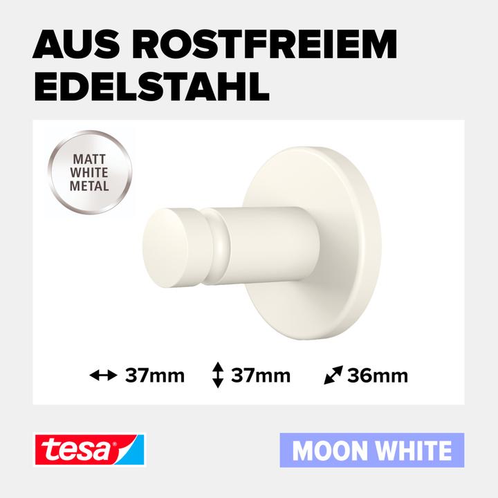 Actual product image tesa MOON WHITE Towel hook incl. adhesive solution without drilling