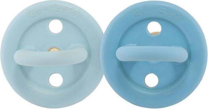 Actual product image Hevea Bumi bébé natural rubber soother 2-pack, blue & denim, round (3-36 months) (2 x, 3 - 36 M.)