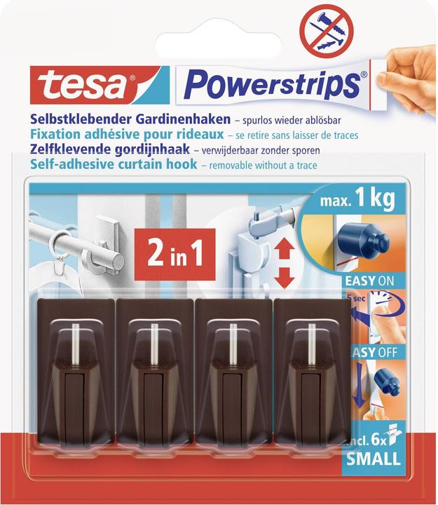 tesa Crochets de rideaux marron (4 pcs.)