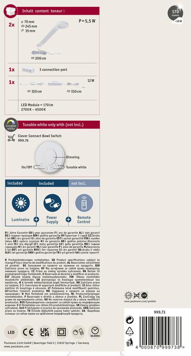 Immagine prodotto Paulmann Clever Connect MIKE Starter Set, apparecchio per mobili, bianco (195 lm)