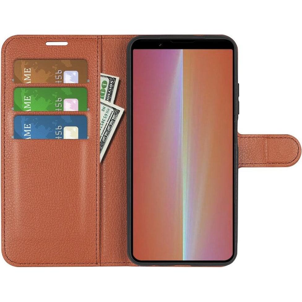 Thumbnail - Cover-Discount Sony Xperia 5 V - Leder Etui Hülle braun (Sony Xperia 5 V), Smartphone Hülle, Braun