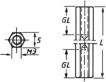 Produktbild METALL-ABSTANDSBOLZEN 12 mm M3 - INNEN-/INNENGEWINDE (10 Stk.)
