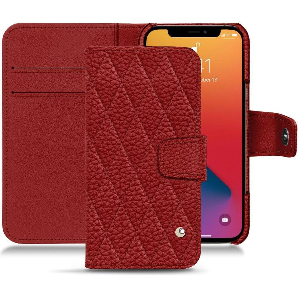 Noreve Lederschutzhülle Wallet (Apple iPhone 13 Pro), Smartphone Hülle, Rot