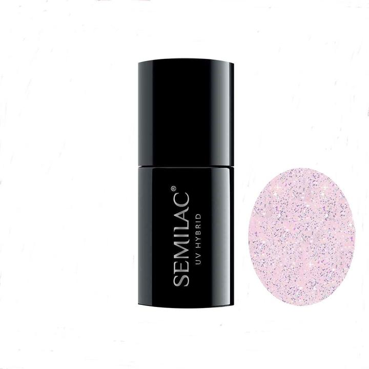 Actual product image Semilac Universal Extend 806 hybrid varnish 5in1 Glitter Delicate Pink