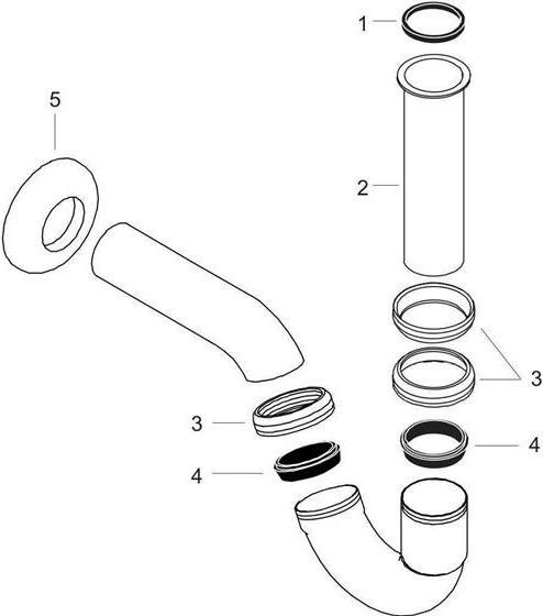 Produktbild hansgrohe HG Bidet-Röhrensiphon Standardmodell chrom (Urinal-Siphon, 1 1/4")