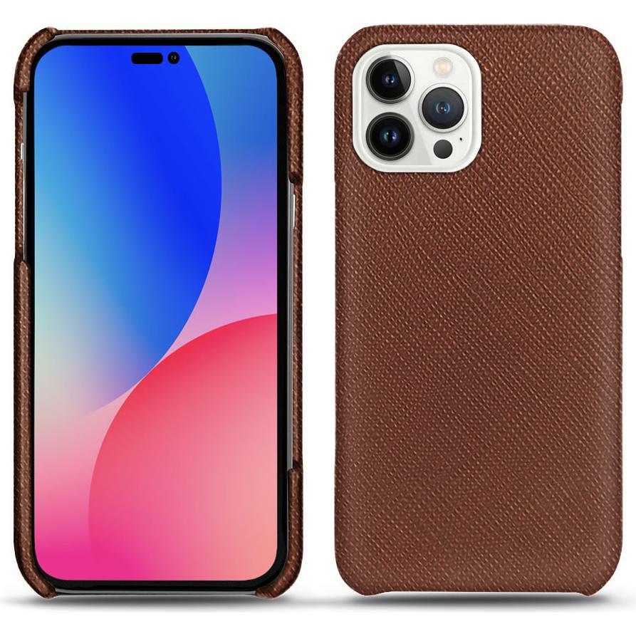 Noreve Lederschutzhülle (Apple iPhone 14 Pro Max), Smartphone Hülle, Braun