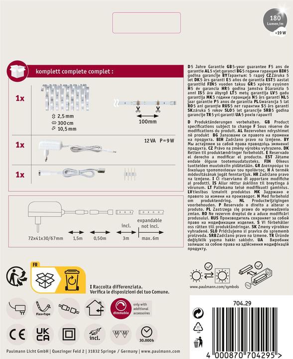 Image du produit Paulmann LED StripsComplete set YourLED Eco (Blanc neutre, 300 cm, Intérieur)