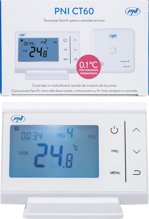 Immagine prodotto PNI CT60 termostato via radio per sistemi di riscaldamento, display illuminato, programmi giornalieri