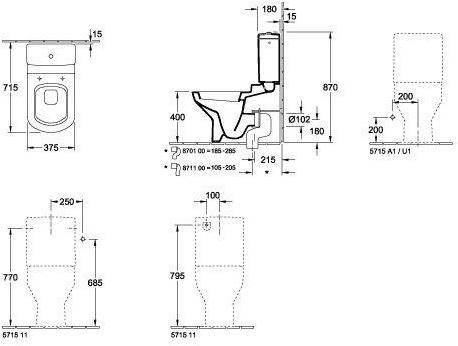 Image du produit Villeroy & Boch Coude d'évacuation V&B Vario pour sortie verticale Largeur 100mm