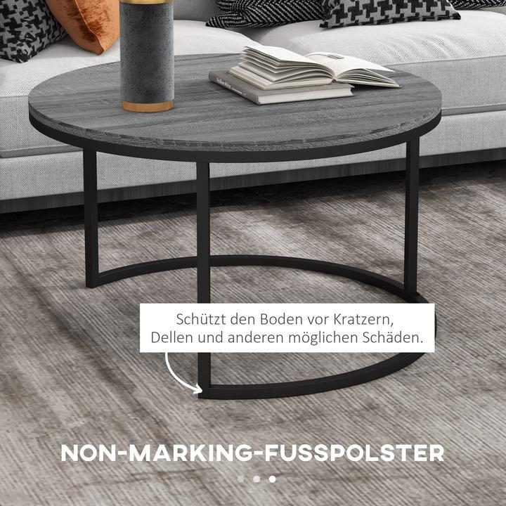 Image du produit Homcom Couchtisch Set MDF, Metall Schwarz