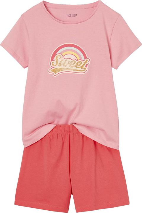 Produktbild Vertbaudet 2er-Pack Mädchen Sommer-Schlafanzüge Regenbogen & Flamingo, mit Recycling-Baumwolle (146)