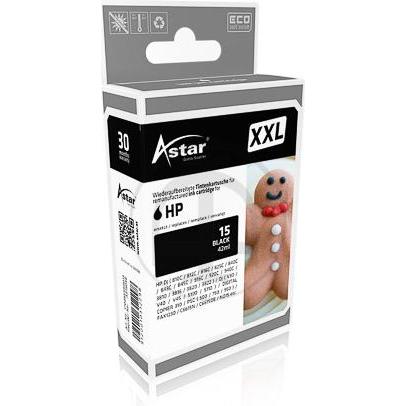 Astar, Druckerpatrone, Schwarz - Druckkopf mit Patronennachfüllung (Alternative zu: HP 15) (BK)
