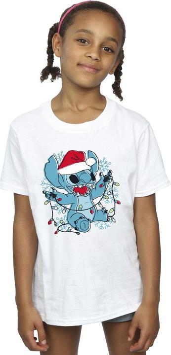 Produktbild Disney Lilo And Stitch Christmas Lights Sketch TShirt Mädchen (116)