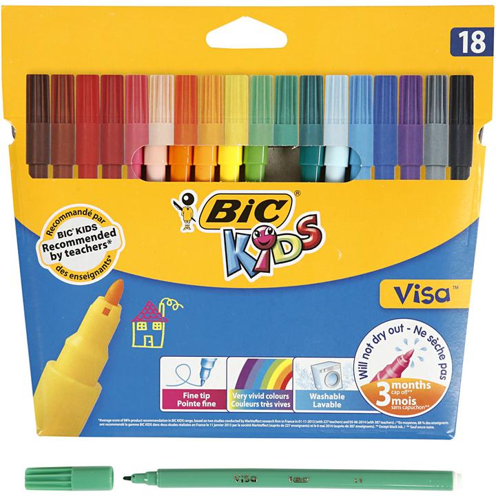 Produktbild Bic KIDS Fasermaler Visa, 18er Kartonetui (18 x)