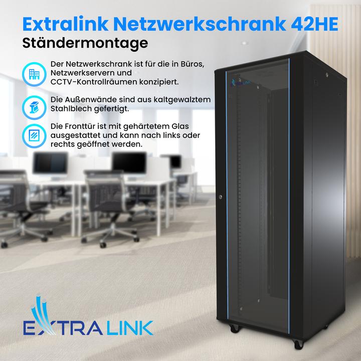 Actual product image Extralink 42U 800mm floor cabinet black (42 RU, 19 inch rack)