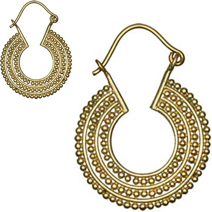 Produktbild Star Piercing Ohrring vergoldet drei reihen gepunktet (Messing)