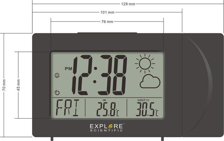 Actual product image Explore Scientific RPW3008 Digital Alarm Clock Black