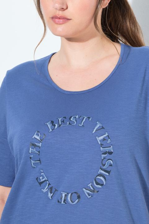 Image du produit Ulla Popken T-shirt en coton bio, avec message, décolleté rond et manches courtes (42, 44)