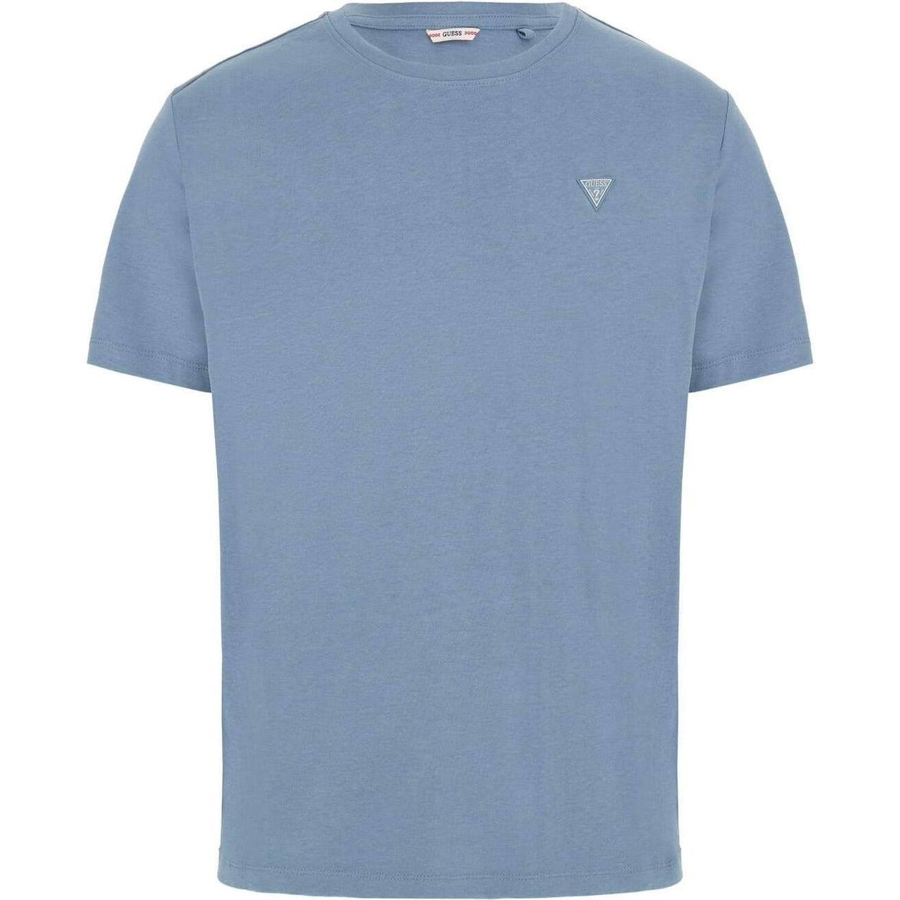 Guess, Herren, Shirt, T-Shirt mit Rundhalsausschnitt und Patch, Blau, (L)