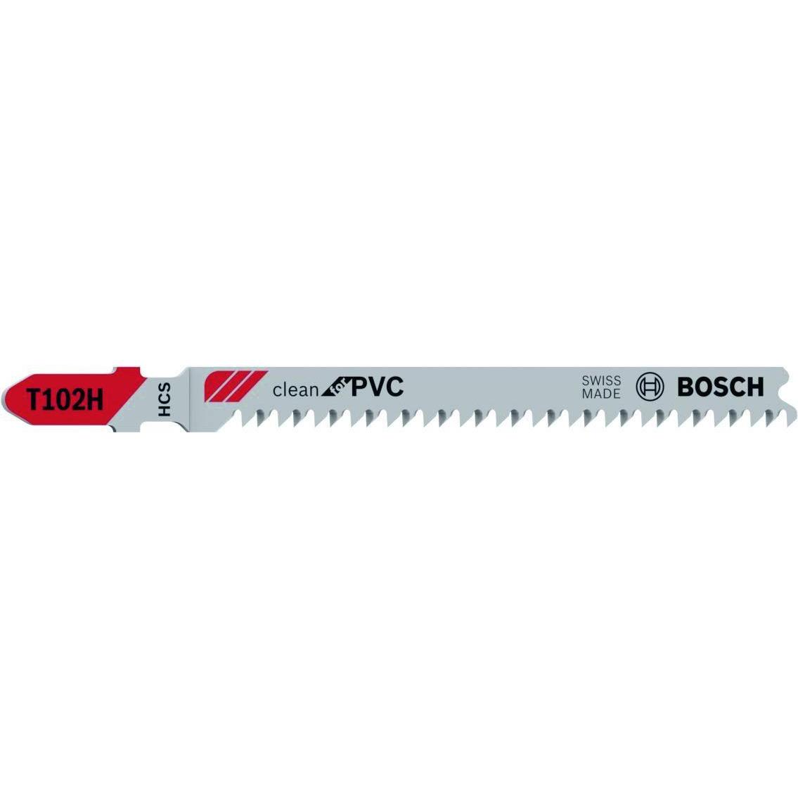 Bosch Professional Zubehör, Sägeblatt, PRO Plastics PVC clean T102H Stichsägeblatt, 100 mm, 3-tlg.