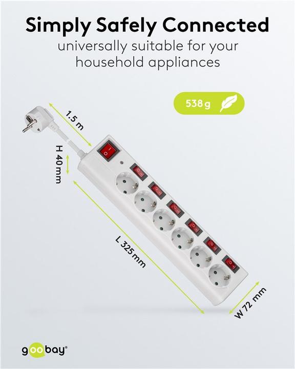 Actual product image Goobay Power strip (6x, CEE 7/3, 1.40 m)