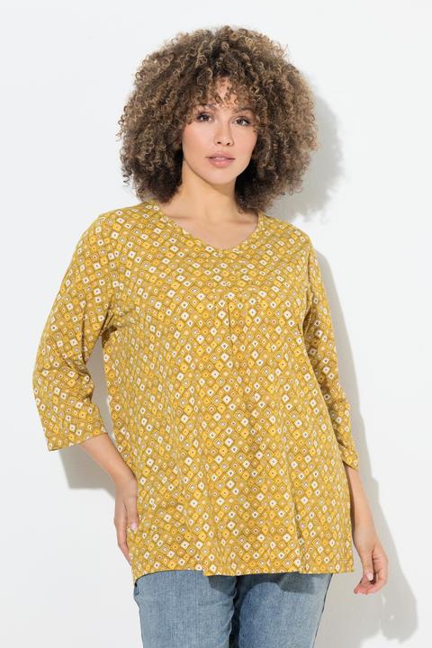 Immagine prodotto Ulla Popken Maglia dal taglio svasato con stampa animalier, scollo a V e maniche a 3/4 (42, 44)