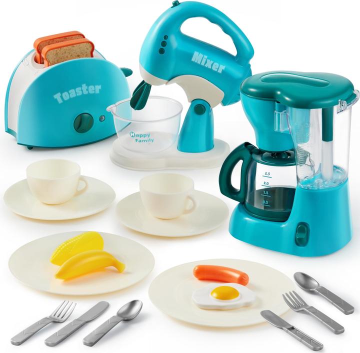 Activity Board Küchenzubehörset für Kinder, Spielzeug für die Küche, Kaffeemaschine, Mixer, Toaster mit