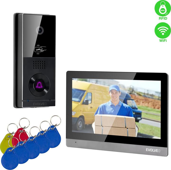 Actual product image Evolveo DoorPhone AHD10, WiFi Home Video Doorphone Kit with Door Control and RFID, Black Silver 1 (RFID-blocking, Wi-Fi)