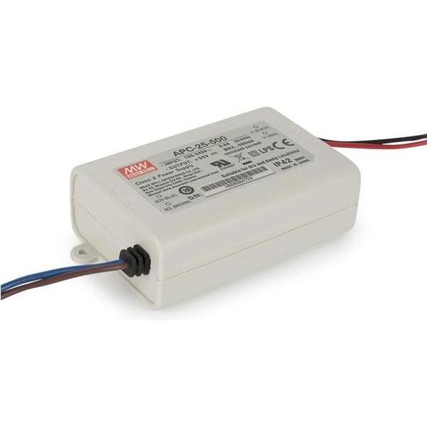 MeanWell, Zubehör Beleuchtung, LED-TREIBER - KONSTANTSTROM - 1 AUSGANG - 500 mA - 25 W