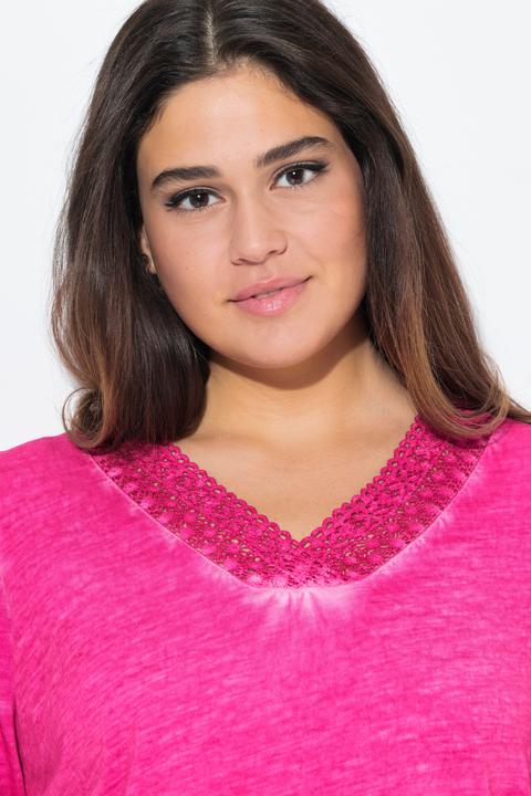 Actual product image Ulla Popken Short Sleeve Lace Trim Tee (46, 48)