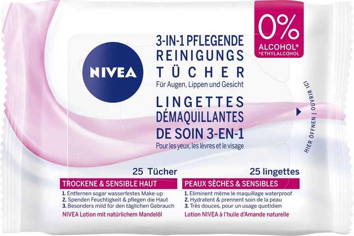 Actual product image NIVEA 3in1 Nourishing wipes (Cleaning cloths, 25 ml)