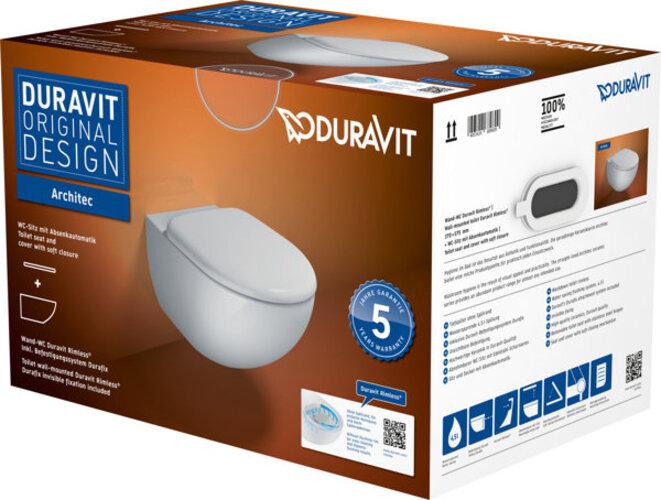 Immagine prodotto Duravit Set WC sospeso ARCHITEC RIMLESS profondo, 365x575mm bianco