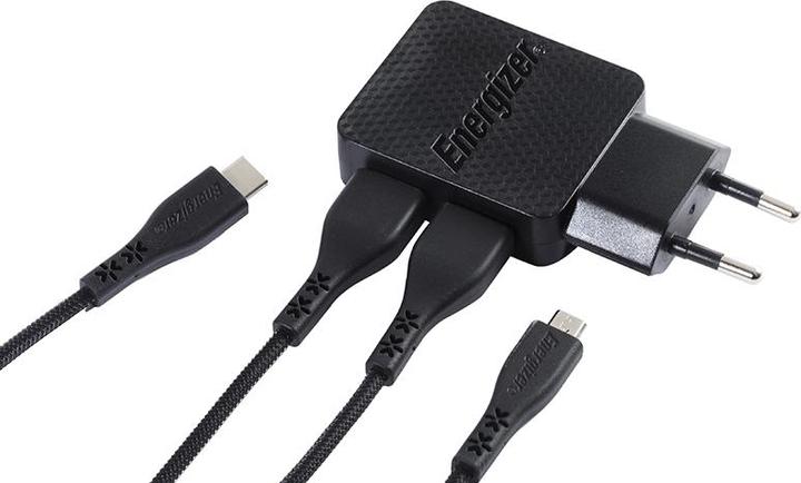 Produktbild Energizer Lifetime Wall Charger USB-C + Micro-USB Cable (2m) black (12 W)