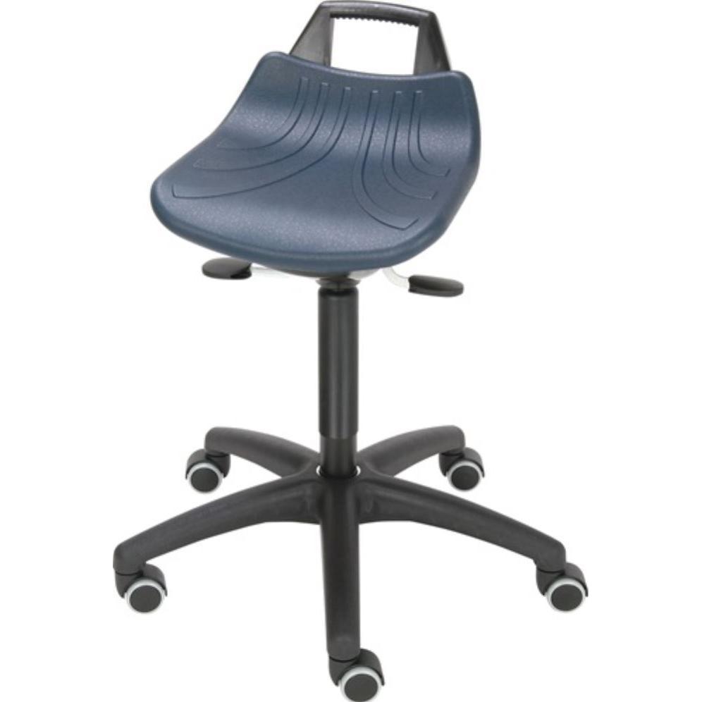 Lotz, Bürostuhl, Drehhocker mit Rollen PU-Schaum blau Sitzhöhenverstellung 520-710 mm