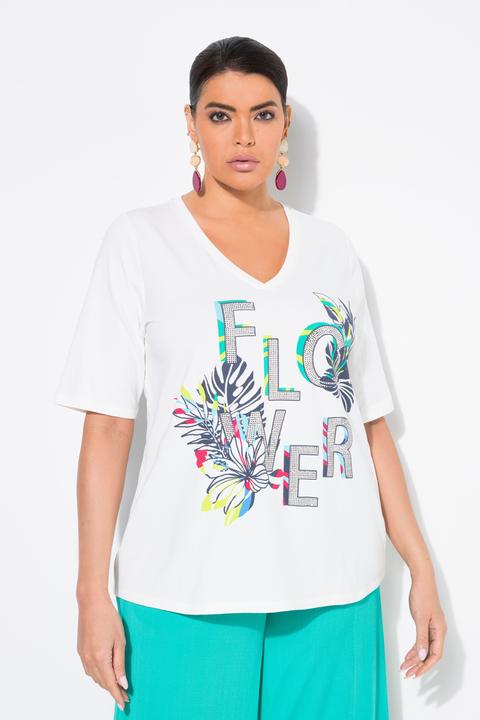 Produktbild Ulla Popken T-Shirt, Flower, Classic, V-Ausschnitt, Halbarm (62)