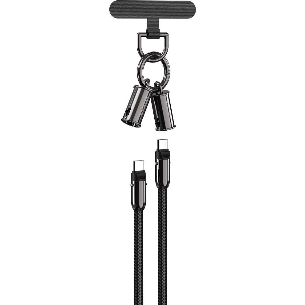 Devia Kabelbinder 2in1 PD USB-C - USB-C 1,2 m 60W schwarz (1.20 m), USB Kabel