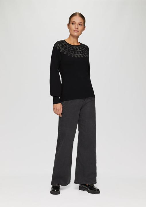 Produktbild s.Oliver Strickpullover Feinstrickpullover mit Strass-Details (36)