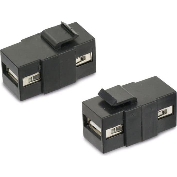 Thumbnail - Red4Power Einbau-Modul KM-UU-S, USB-A, schwarz (USB 2.0), USB Kabel
