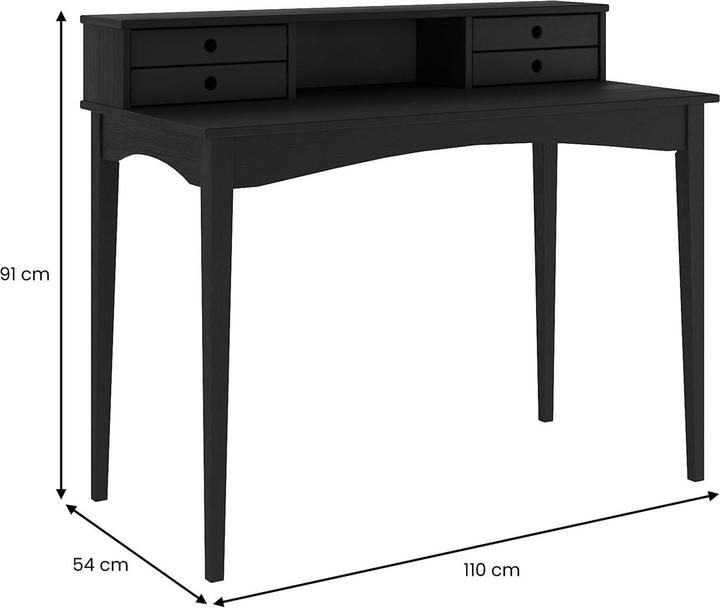 Image du produit IDIMEX Bureau avec 4 tiroirs MILANO (110 x 54 x 91 cm)
