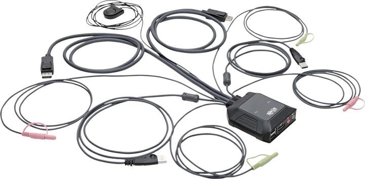 Eaton 2-Port DisplayPort 1.1/USB KVM Switch with Audio/Video Built-In Cables USB Periphera