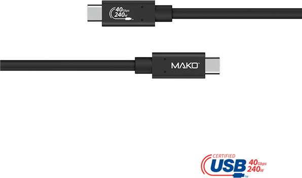 Actual product image Mako USB-C 4.0 beidseitig, 1.0m 240W schwarz (1 m, USB 4.0, 240 W)