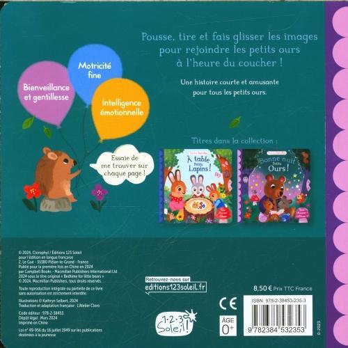 Actual product image 123 Soleil Bonne nuit petits ours! : tirer, pousser, glisser (French, Selbert Kathryn, 2024)