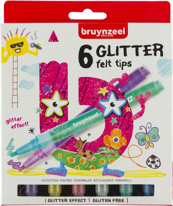 Actual product image Bruynzeel Kids glitter felt tip pens (Multicoloured, 6 x)
