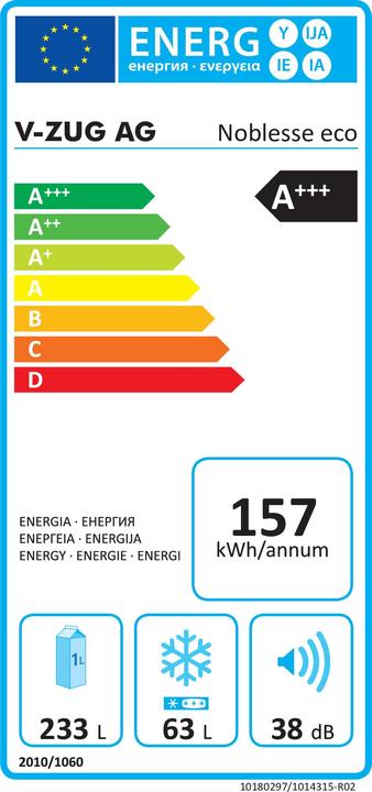 Energie-Label V-Zug Noblesse eco KNireco (297 l)