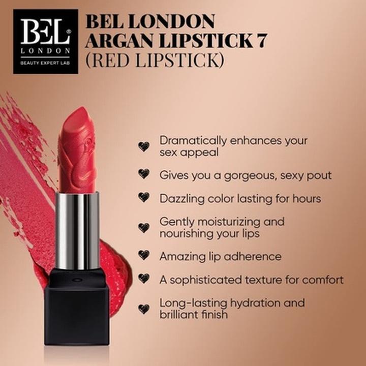 Actual product image Vintalia Weinhandels BL Argan Lipstick Red Lipsticks for Women Soft Kissable Lips Long Lasting Keep Radiance All Day Nigh