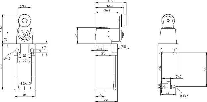 Produktbild Siemens Begrenzungsschalter 31 mm mit Drehhebel
