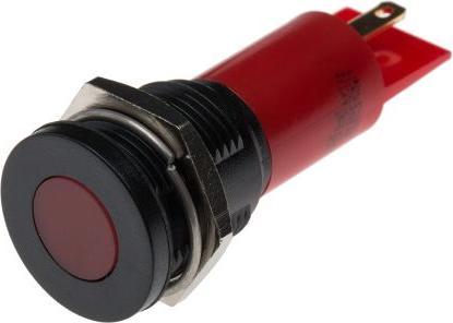 Produktbild RS PRO LED flach 16mm schwarz 230VAC rot IP67